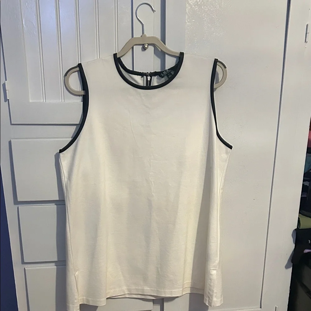 Ralph Lauren Ivory Tank Top with Dark Edges - Picture 1 of 5